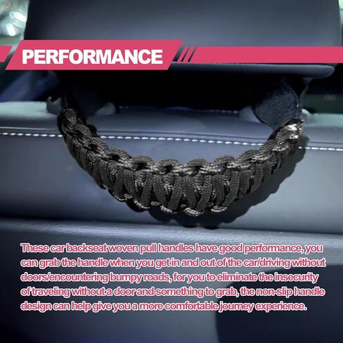 2PCS Safety Anti-Collision Headrest Grab Handles, Car Front Rear Seat Back Roll Bar Grip Handles Kit, Heavy Duty Automotive Interior Accessories Universal for SUV Truck Pickup (Black) in Saudi Arabia