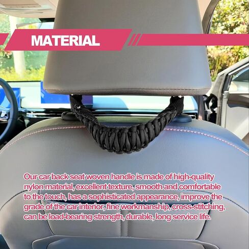 2PCS Safety Anti-Collision Headrest Grab Handles, Car Front Rear Seat Back Roll Bar Grip Handles Kit, Heavy Duty Automotive Interior Accessories Universal for SUV Truck Pickup (Black) in Saudi Arabia