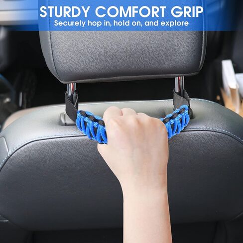 BESTAOO Headrest Grab Handles, Universal Paracord Rear Seat Grab Handles & Safety Grip Handles for Jeep Wrangler Accessories, Ford Bronco 2021+, Trucks, SUV, Cars (Black) in Saudi Arabia