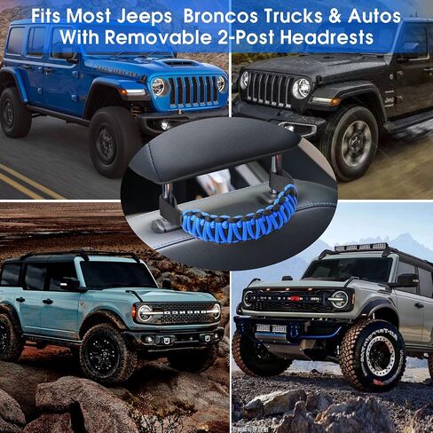 BESTAOO Headrest Grab Handles, Universal Paracord Rear Seat Grab Handles & Safety Grip Handles for Jeep Wrangler Accessories, Ford Bronco 2021+, Trucks, SUV, Cars (Black) in Saudi Arabia