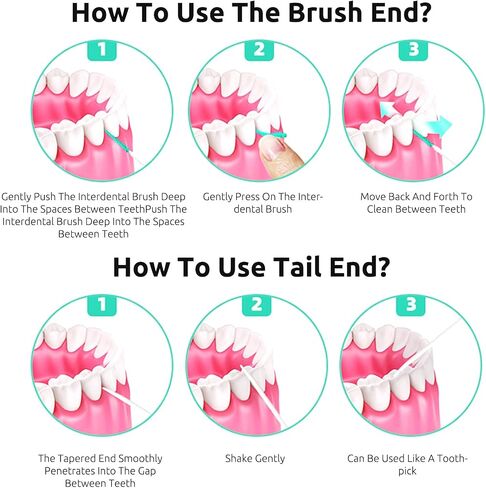 esLife 200 Pcs Dental Interdental Brushes for Cleaning Between Teeth - Disposable Toothbrush Picks, Soft Silicone Bristles - Toothpicks Between Teeth with Soft Brush Tips in Saudi Arabia