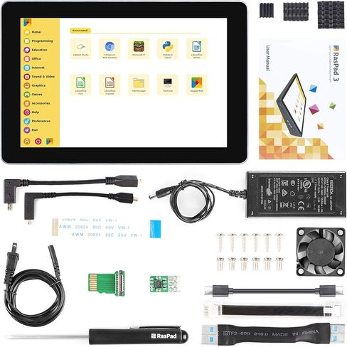 SunFounder RasPad 3.0 - جهاز لوحي الكل في واحد لـ Raspberry Pi 4B مع شاشة لمس 10.1 بوصة وبطارية مدمجة لإنترنت الأشياء والبرمجة والألعاب ومشاريع الطباعة ثلاثية الأبعاد in Saudi Arabia