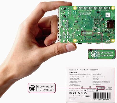 Raspberry Pi 4 8 ​​جيجابايت مع 4 مبددات حرارة نحاسية نقية 1.5 جيجا هرتز رباعي النواة Cortex-A72 64 بت مزدوج 4K عرض لاسلكي LAN 2.4 جيجا هرتز بلوتوث 5.0 (8 جيجابايت) in Kuwait