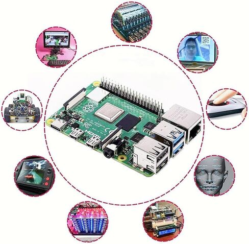 Raspberry Pi 4 8 ​​جيجابايت مع 4 مبددات حرارة نحاسية نقية 1.5 جيجا هرتز رباعي النواة Cortex-A72 64 بت مزدوج 4K عرض لاسلكي LAN 2.4 جيجا هرتز بلوتوث 5.0 (8 جيجابايت) in Kuwait