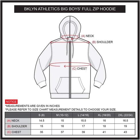 BROOKLYN ATHLETICS Boys' Fleece Hoodie Full Zip Active Hooded Sweatshirt in Saudi Arabia