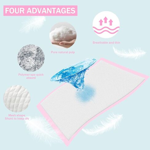 وسادات داخلية للاستعمال مرة واحدة من FORYEE، مقاس 23 × 36 بوصة، مع تصميم عالي الامتصاص ومضاد للتسرب، عدد 40 لون وردي in Kuwait