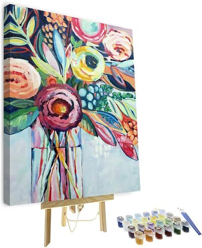Paint by Numbers Flowers, Abstract Paint by Number for Adults, Adult Paint by Number Kits on Canvas Drawing Paintwork with Paintbrushes, Easy Paint by Numbers for Kids Art Crafts 16"x20"(Frameless) in Saudi Arabia