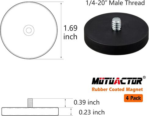 MUTUACTOR مغناطيس وعاء نيوديميوم عالي التحمل، 1/4"-20 مغناطيس دائري مع مسمار ملولب، 8 عبوات مغناطيس أرضي نادر قوي لتركيب أدوات كاميرا الإضاءة LED وغيرها من المعدات in Saudi Arabia