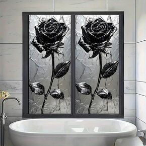 Privacy Window Film Green Leaf Decorative Window Cling Stained Glass Style Static Cling Glass Sticker for Cabinet Kitchen Bathroom Door Panel 17.7 x 39.3 Inch in Kuwait