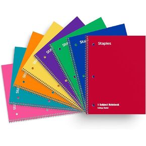 Staples 1-Subject Notebooks, 8" x 10.5", College Ruled, 70 Sheets, 6/Pack (ST58376C) in Kuwait