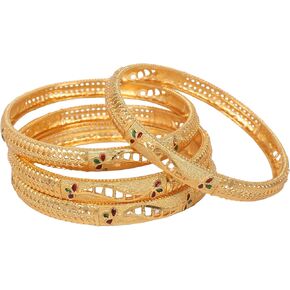 Touchstone "Golden Bangle Collection Indian Bollywood Rhinestone Charming Look Designer Jewelry Bangle Bracelets for Women in Antique Gold Or White Tone in Saudi Arabia