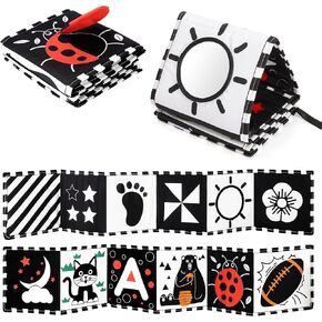 URMYWO Black and White Baby Toys, Tummy Time High Contrast Newborn Toys 0-3 Months, Baby Boy Girl Gifts, Visual Stimulation Learning Activity Cards, Soft Baby Book, Montessori Infant Toys 0-12 Months in Kuwait