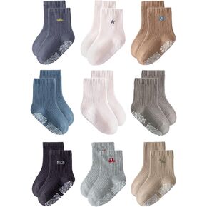 جوارب قبضة طفل صغير غير سلس جوارب قطنية سلسة للطفل الرضيع الأطفال الأطفال 9 أزواج in Kuwait