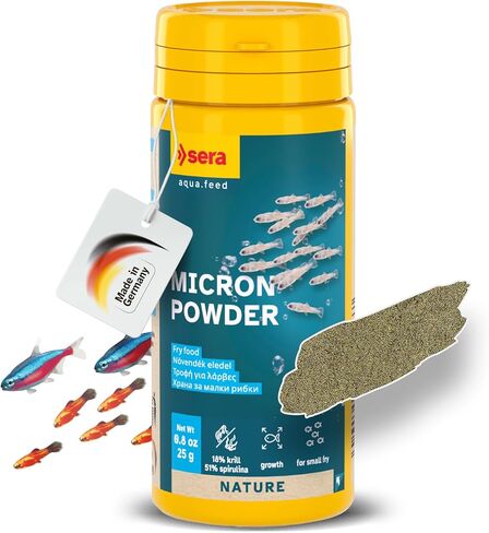 Sera Micron Powder 50ml (1,7 fl oz) | Ultra-Fine Fry Food with Krill & Spirulina for Fish & Amphibian Larvae | Free from Dyes & Preservatives | Supports Growth & Color in Saudi Arabia