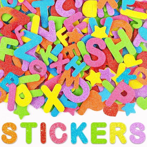 448 Pcs Letters Stickers Glitter Foam Alphabet Stickers,1.5 inch 1 inch Self-Adhesive ABC Heart Star Foam Letter Sticker for DIY Crafts Scrapbook Classroom Supplies School Project Party Decor,7 Colors in Saudi Arabia