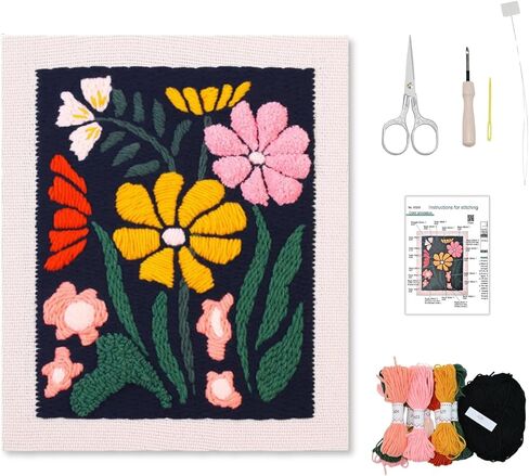 Mooncci Punch Needle Coaster Kit, 6pcs Flower Pattern Needle Punch Kits with Tools and Instructions for Adults Beginners, Great Festival Gift and Decoration Ideas in Saudi Arabia