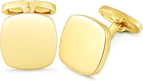 HONEY BEAR Square Cufflinks for Mens Business Wedding Gift, Brushed Silver in Kuwait