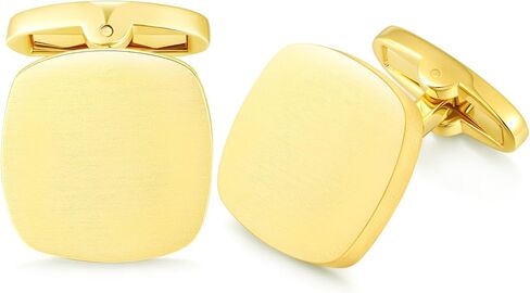HONEY BEAR Square Cufflinks for Mens Business Wedding Gift, Brushed Silver in Kuwait