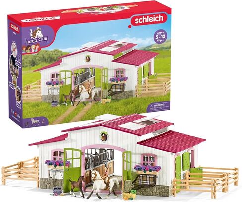 Schleich Horse Club - 60pc Little Horseshoe Open Playet - مع تماثيل حصان وشخصية الحركة والمستقر والإكسسوارات - ألعاب الخيول للفتيات والفتيان - الأطفال الذين تتراوح أعمارهم بين 5 سنوات | 42703 in Saudi Arabia