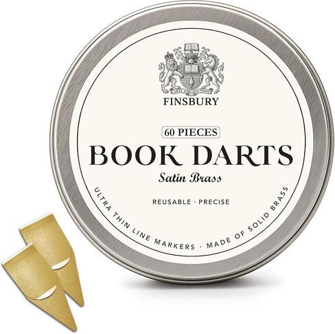 Finsbury Book Darts Stainless Steel Line Markers with Protective Tin - Precision Mini Book Mark Page Markers for Reading and Study - Reusable & Archival Quality (60 Pack) in Saudi Arabia