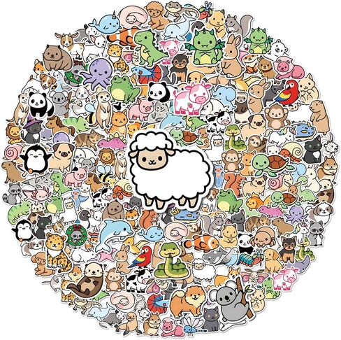 Anwyll 200Pcs Animal Stickers for Kid - Cute Animal Water Bottle Stickers Waterproof Vinyl Animals Sticker Self Adhesive Pet Reward Sticker for Baby Teacher Classroom Back to School Sufari Party Decor in Saudi Arabia