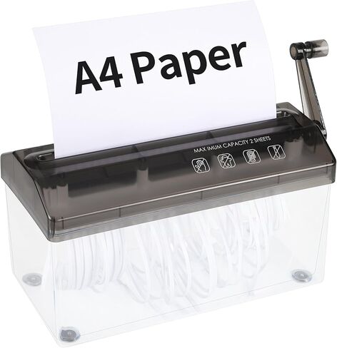 A4 Paper Manual Shredder - سعة طاحونة الورق المصغرة الأسود المحمولة 3L لملفات A4 مستندات مستقيمة أداة قطع المكاتب المنزلية المستقيمة WD23BK in Saudi Arabia