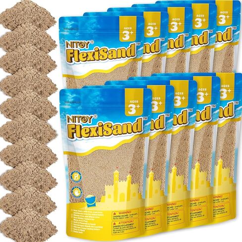 NiToy 11 lbs Moldable Sand, Never Dries Out Fun for 3 Years and Up Kids Bulk Refill for Sensory Sand Box Toys, Ideal for Shaping, Squeezing, Scooping and Rolling (Dark Yellow) in Kuwait