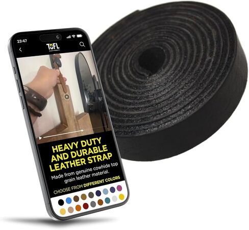 TOFL Genuine Top-Grain Leather Strap | 72 Inches Long | 5/8 Inch Wide | 1/16 Inch Thick (4-5 oz) | 1 Leather Strip for DIY Arts & Craft Projects, Clothing, Jewelry, Wrapping | Natural in Kuwait