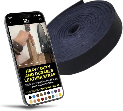 TOFL Genuine Top-Grain Leather Strap | 72 Inches Long | 5/8 Inch Wide | 1/16 Inch Thick (4-5 oz) | 1 Leather Strip for DIY Arts & Craft Projects, Clothing, Jewelry, Wrapping | Natural in Kuwait