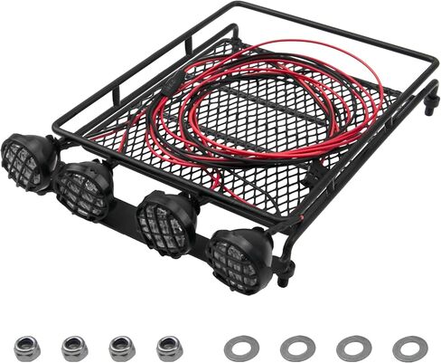 sharegoo 152mm x 107mm RC 1/12 سلة أمتعة رف السقف المعدنية مع مجموعة الضوء 4 متوافقة مع MN D90 D99S MN98 MN99S MN-90 1/12 RC Parts (النمط A) in Saudi Arabia