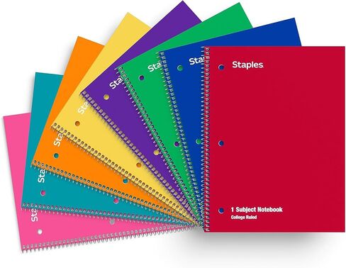 Staples 1-Subject Notebooks, 8" x 10.5", College Ruled, 70 Sheets, 6/Pack (ST58376C) in Kuwait