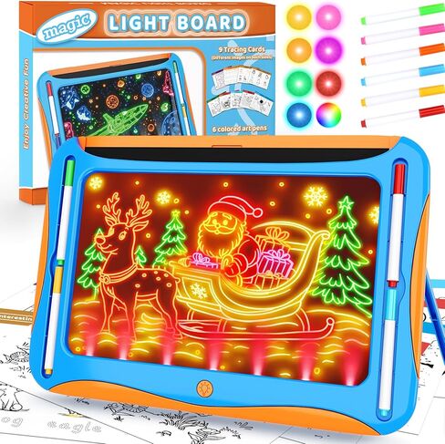 Magic LED Drawing Board for Kids, Girls Toys Age 6-8, Light Up Tracing Pad with 9 Double-Sided Cards, 6 Washable Markers, Arts & Crafts Kits Learning Toy Glow Up Doodle Board Christmas Birthday Gifts in Saudi Arabia