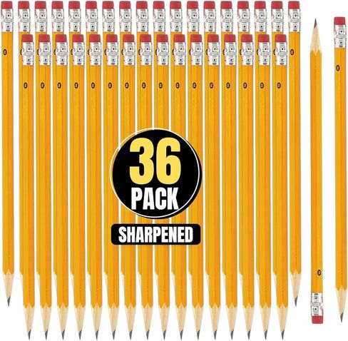 1 intheoffice #2 قلم رصاص خشبي ، أقلام خشبية HB ( #2) ، الرصاص الأسود ، البرميل الأصفر - 36/حزمة (24) in Kuwait