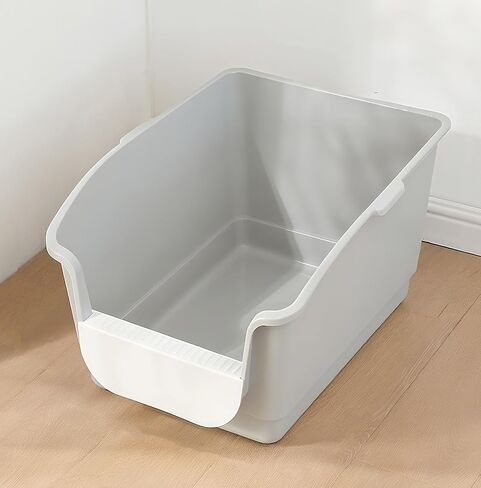 SpaceTime Extra Large Litter Box with High Sides,24.2" Lx16.3 Wx12.9 H XL Multi Cat Litter Pan for Kitty,Cat Boxes for Indoor Cats,Jumbo Litter Boxes for Big Cats,Anti-Splashing,Easy to Clean (Grey) in Saudi Arabia