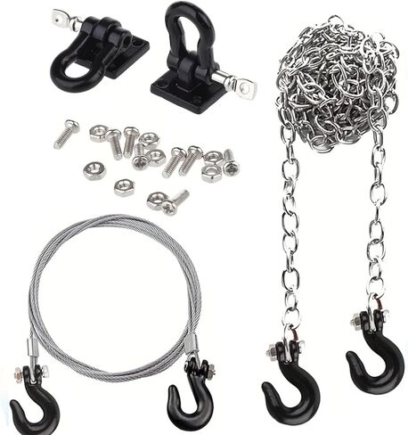 Metal RC Trailer Chain Hook Tow Rope Winch Shackles for 1/10 Crawler Car Axial SCX10 D90 D110 TRX4 TRX6 Redcat Hop-Up Parts in Kuwait