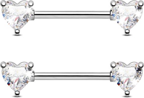 Jewseen 2pcs 925 Sterling Silver Nipple Rings for Women 14g Heart Nipple Nipple Jewelry CZ Rative Barbells Rings Nipple Nipple Jewelry Body Jewelry in Kuwait