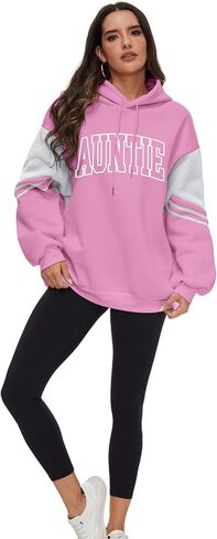 نساء العمة Pullover Hoodie Auntie Letter Print Long Sweeve Sweetshirt Mothers Day Homports for Auntie in Kuwait