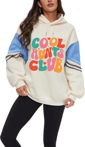 نساء العمة Pullover Hoodie Auntie Letter Print Long Sweeve Sweetshirt Mothers Day Homports for Auntie in Kuwait