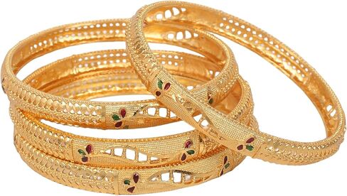 Touchstone "Golden Bangle Collection Indian Bollywood Rhinestone Charming Look Designer Jewelry Bangle Bracelets for Women in Antique Gold Or White Tone in Saudi Arabia