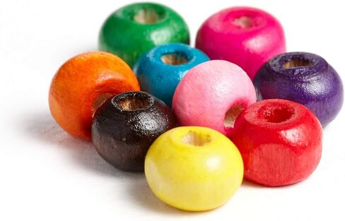 1000 Multicolor Round Rondelle Disc Wood Beads 10mm x 4mm with 3.2mm Hole in Kuwait