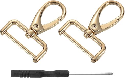 uxcell 2Pcs Swivel Clasps Hook, 38mm(1-1/2 Inch) D Ring Detachable Snap Hook Metal Lobster Claw Clasp Hook with Screwdriver for Purse Keychain DIY Craft, Black in Saudi Arabia