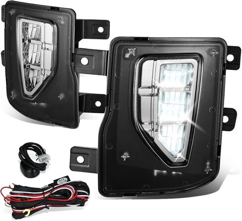 Auto Dynasty Full LED Fog lights Compatible with 2016-2019 Chevy Silverado 1500, Front Bumper Driving Fog Light Lamps with Switch and Wiring Harness, Black Housing Smoked Lens in Kuwait