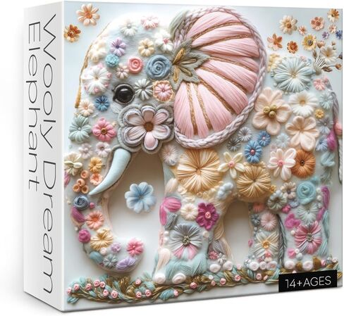Crystal Elephant Puzzles for Adults 1000 Pieces, Cute Animal Flower Jigsaw Puzzles, Art Pretty Floral Puzzles in Saudi Arabia