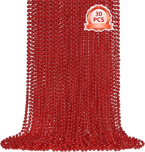 SHAOQINLIN 30 PCS Pink Bead Necklace, 33" Pink Mardi Gras Beads, Breast Cancer Awareness Beaded Necklaces, Party Beads for Mardi Gras, Christmas, Valentine's Day, Wedding, Gender Reveal Party Favors, Mother's Day Decor in Kuwait