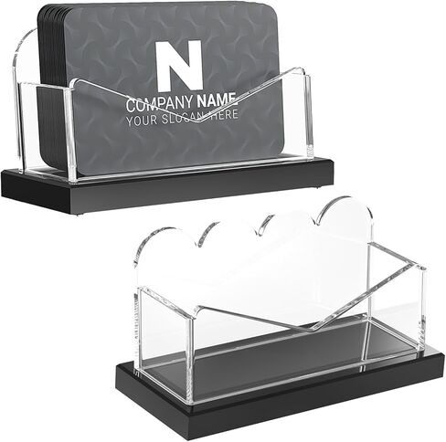 LUGUNU Business Card Holder for Desk 2 Pack – Clear Acrylic Card Display Stand Holds 100 Cards, Office Desktop Organizer(4.5x1.9x1.6inches) in Saudi Arabia