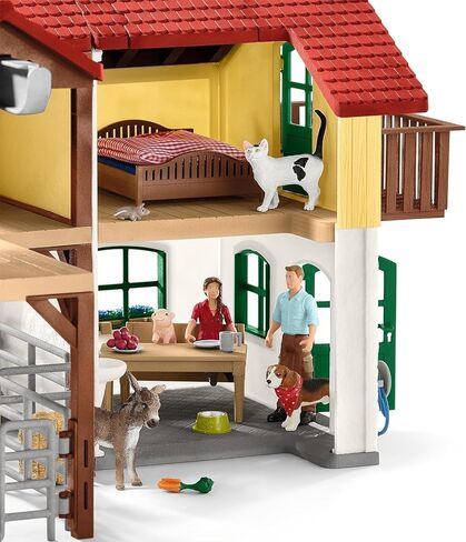 Schleich Farm World - 97 PC Toy Farm House Playet for Kids - تشمل المزرعة وتماثيل مزارعين وحيوانات أليفة وشخصيات الحيوانات الفناء - ألعاب متعة ولعب تعليمي للأولاد والبنات الذين تتراوح أعمارهم بين 3 سنوات | 42407 in Saudi Arabia