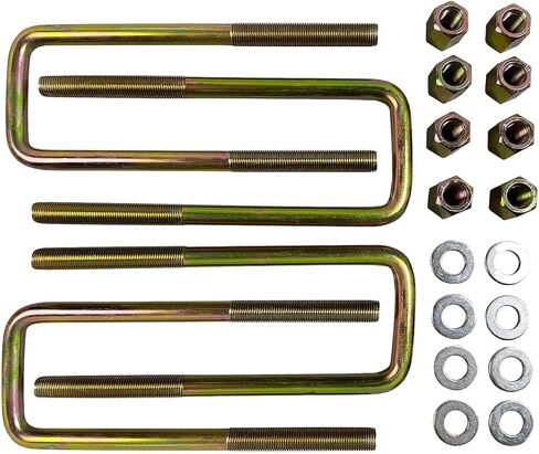 4pcs Square U-Bolts 2.5 "Wide Leaf Springs 8.75" بديل طويل لعام 1988-2019 Chevy Silverado GMC Sierra 1500 ، مع الأجهزة ، الانتهاء من الزنك المطلي in Kuwait