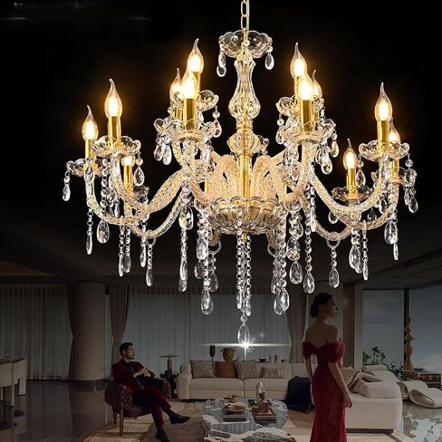 YYSHCHEN Luxury Clear Mini Crystal Chandelier,Antique Small Candle Chandelier for Dining Room,Pendant Ceiling Light Fixture for Living Room,Kitchen,Bathroom in Saudi Arabia