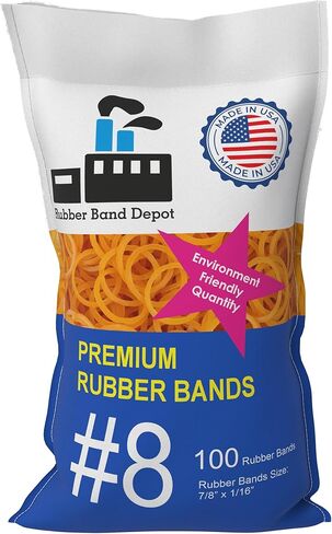 Size #8, Small Rubber Bands, Everyday Bands, Business Rubber Bands - Band Measurements: 7/8" x 1/16'' - Approximately 1,300 Per Bag - 1/4 Pound Bag in Kuwait