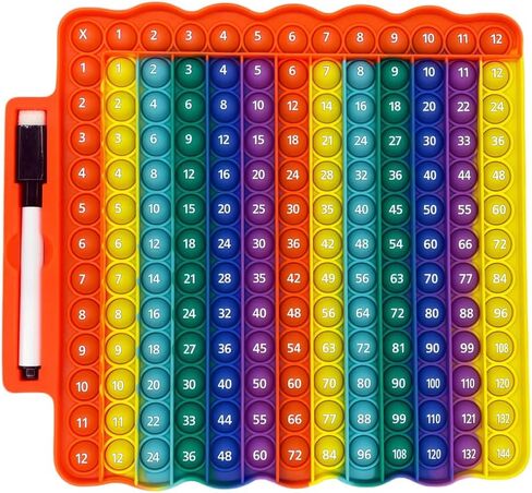 Educational Multiplication Table Pop Fidget Toy, Rainbow Colors, with Dry Erase Marker in Kuwait